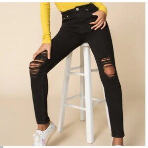 Superdown Suza Womens Black Distressed Skinny Jean